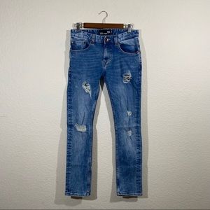 RSQ sz:30x30 Seattle Skinny Tapered Jeans Blue Distressed Ripped